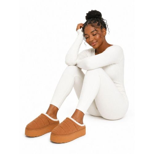 Generic Lightweight Comfy Fluffy Fur Platform Suede Boot Shoe- Brown - image 3