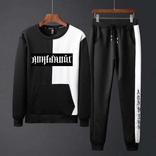 Shop Fashion Men Tracksuit Set Jogger Sweatpants - Black/White Online ...