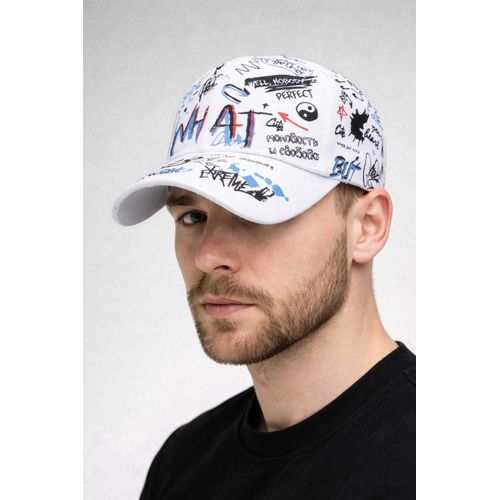 product_image_name-Fashion-Unisex Designed White Graffiti Baseball Cap-2