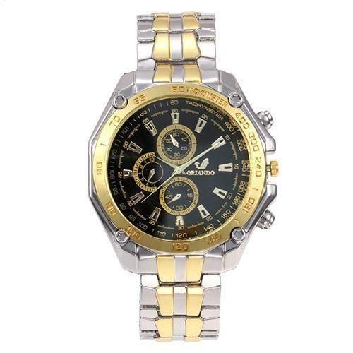 product_image_name-Fashion-Men's Luxury Stainless Steel Watch Business Quartz Watch - Gold-2
