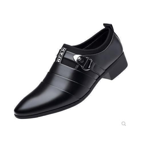product_image_name-BLWOENS-Men's Oxford Shoes Comfort Slip on Dress Loafers Monk Strap Vintage Fashion Pointed Toe Buckle Chunky Formal Leather Shoes large size-Black - Black - EU 42-2