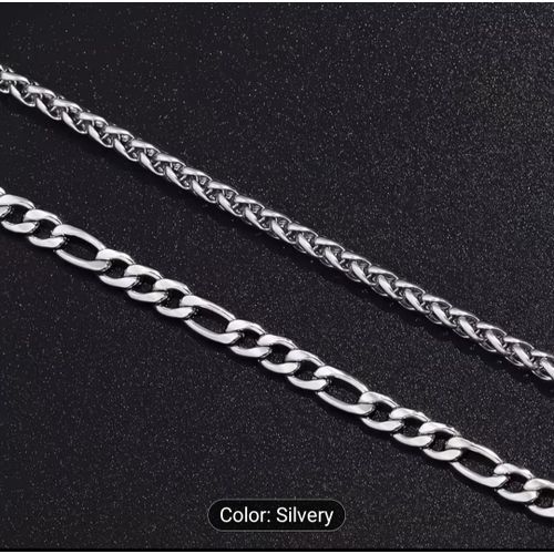 Generic Figaro & Wheat silver Chain Bracelet Set - image 2