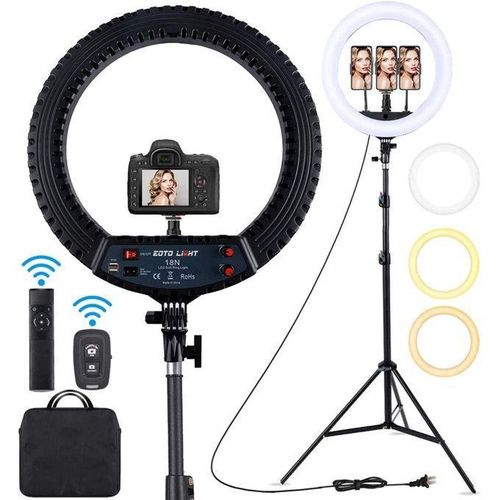 Generic RL-18 inch Ring Light Soft Ring Light with Remote Control - Black/White