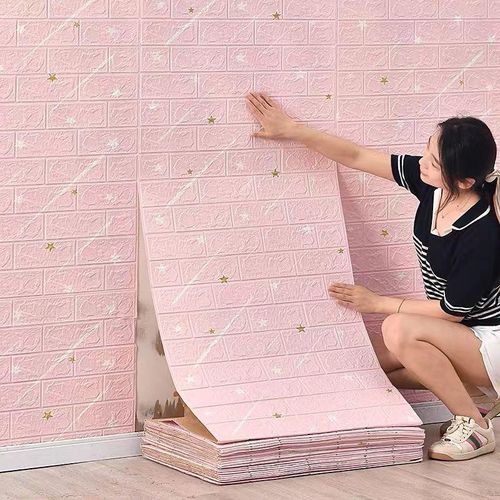 product_image_name-Generic-5MX 70CM Self-Adhesive 3D Wallpaper - Waterproof and Moisture-Proof - Pink-1