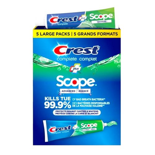 Crest Toothpaste (5-Pack) Advanced Foam Technology - Complete Plus Scope Advanced