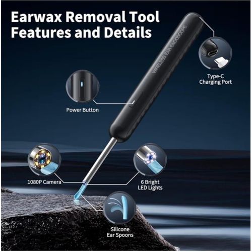 Generic Wireless Ear Endoscope Earwax Removal Tool with 1080P Camera and 6 LED Lights - Smart Visual Ear Cleaner with Six-Axis Gravity Sensor for iOS and Android - image 3