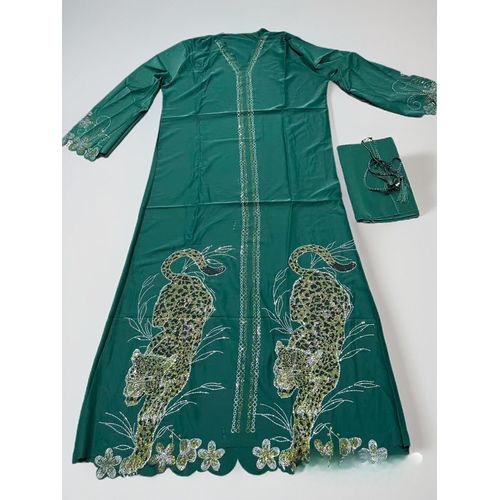 product_image_name-Fashion-Fashionable Women's Evening Dress - Elegant Office Outfit - Casual Women's Dress - Includes Scarf and Belt-Green-2