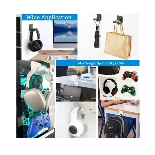 ShebSheb Headphone Hanger Holder Wall Mount, Headset Hook Under Desk, Universal - image 6