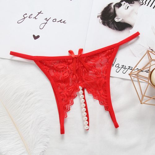 Shop Generic Women's Sexy Lingerie Open Crotch Pearl Underwear Lady's  Crotchless Lace Online