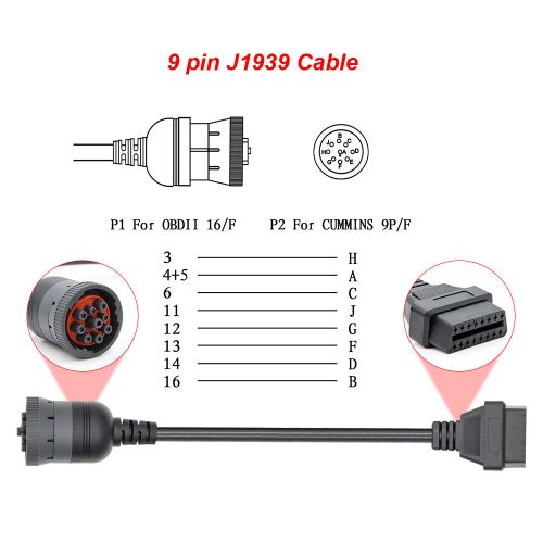 Shop Generic OBD2 Truck Diagnostic Tool 16 Pin Cable J1708 J1939 Connector  OBD to OBD2 Online