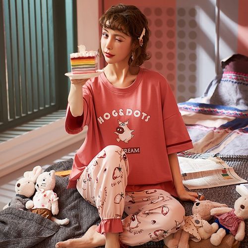Shop Generic Pajamas Women Sleepwear Summer Shorts Pyjamas Cotton Soft  Breathable Pijamas Fashion Homewear Teenager Student Girl's Sleepwear  Online