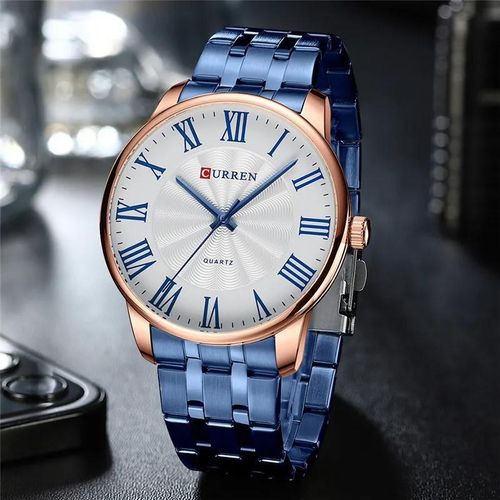 product_image_name-Curren-8422 Men's Stainless Steel Watch - Blue & Rosegold -4