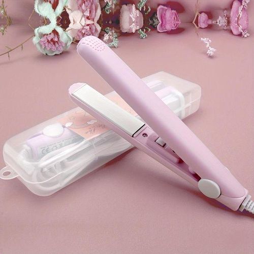 product_image_name-Generic-1pc Mini Hair Straightener and Curler for Women, 20W Ceramic Coated Flat Iron, Portable Travel Size,-2