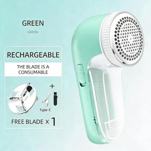 Generic Fabric shaver and dandruff remover, replaceable blade sweater hair removal tool, USB charging - green