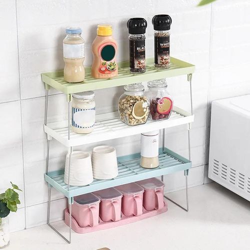 Generic Retractable Kitchen Shelf Household Multifunctional Cabinet Layered Storage Rack