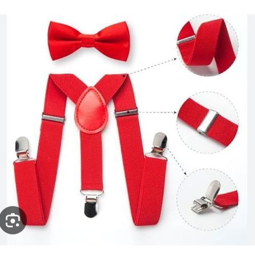 AD Kid Braces and Bow Tie Set  - Red - image 2