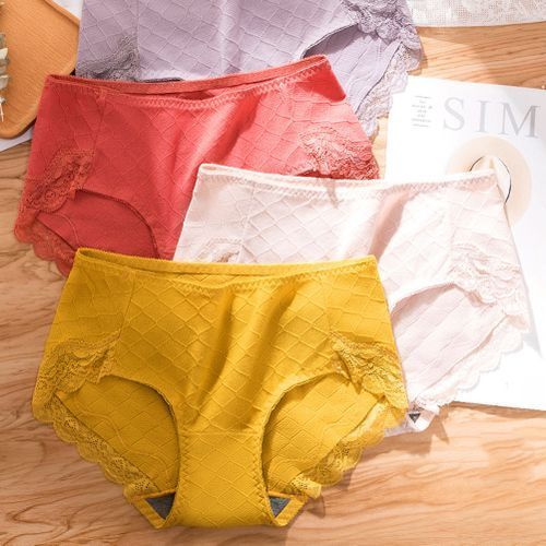Shop Fashion Women Sexy Lace Soft Breathable Stretchy Cotton Underwear  Briefs-Rosy Red Online