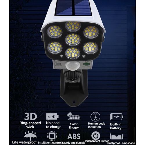 Generic Light Blue Solar Powered Dummy Security Camera Wall Light, Waterproof Motion Sensor Outdoor Security Lamp with Remote Control, 3 Light Modes & 360° Rotatable Bracket, Ideal for Yard, Gate, Garden & Compound Walls - image 3