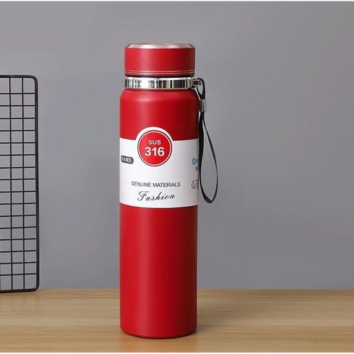 product_image_name-VACUUM FLASK-Portable 316 Stainless Steel Insulated Water Bottle Cup With Tea Strainer and Hand Strap, Flasks for Office Gym Travel - RED-1