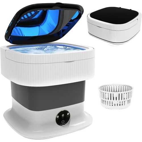 product_image_name-TodyJeyHo-Portable Washing Machine, 10L Foldable Mini Washer & Spin Dryer, Collapible Compact Washer, Small Folding Laundry Washing Machine, Socks, Baby Clothes, Underwear, Dorm, Camping, Apartment, RV, Grey-1