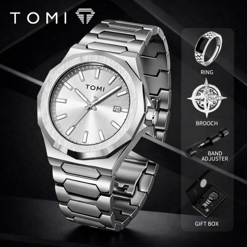 product_image_name-Tomi-Luxury Business Men's Watch Gift Box Set High Quality Simple and Versatile Quartz Watch Relogio Masculino-Silver-1