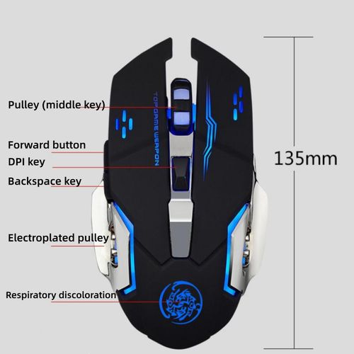 Generic Dual Connection Bluetooth+USB 2.4G Wireless Silent Click Mouse, Rechargeable RGB LED Light 6 Keys Adjustable DPI Ergonomic Computer Mouse for Office & Gaming - image 5