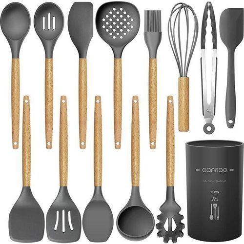 product_image_name-Generic-12Pcs Non-Stick Cooking Kitchen Ladles Set - Grey-2