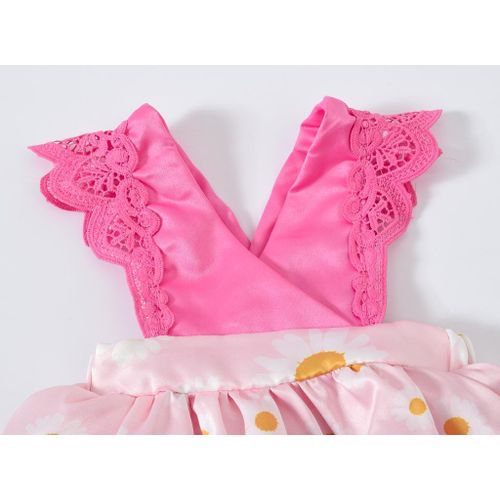 product_image_name-JOMAKE-1M-3Y Girls' Romper Suit, Rose Pink with Daisy Print-3
