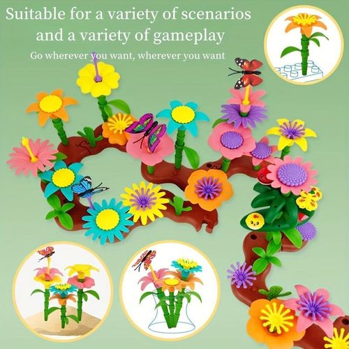 product_image_name-Generic-224 Pieces Children's creative building block set, DIY changeable interlocking garden toy, flower garden building blocks.-3