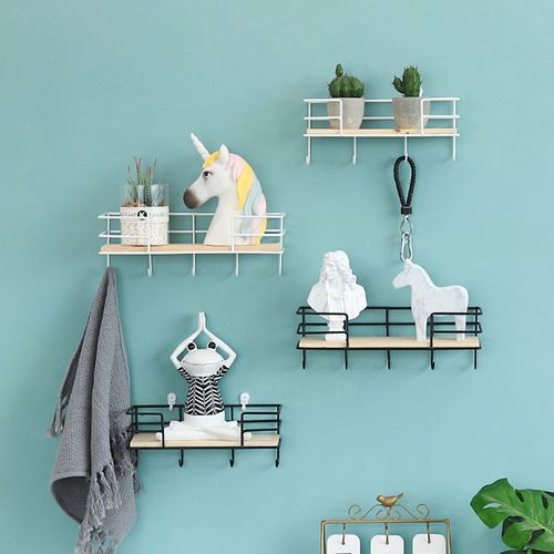 Shop Generic New 5 Hooks J Wall-hung Type Metal Decorative Wall Shelf Sun  Online