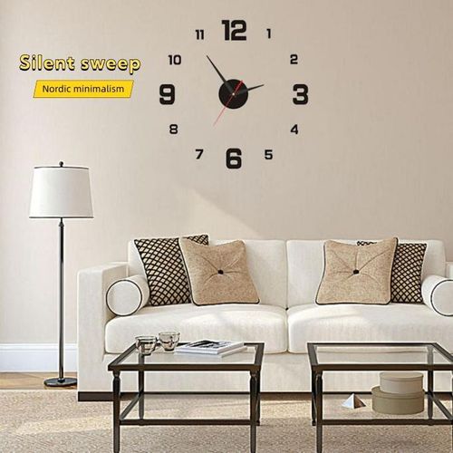product_image_name-General-DIY Wall Clock Digital Stickers Living Room Bedroom Silent Wall Clock - Black -40cm-1