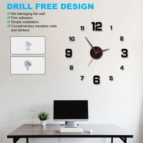 product_image_name-General-DIY Wall Clock Digital Stickers Living Room Bedroom Silent Wall Clock - Black -40cm-7