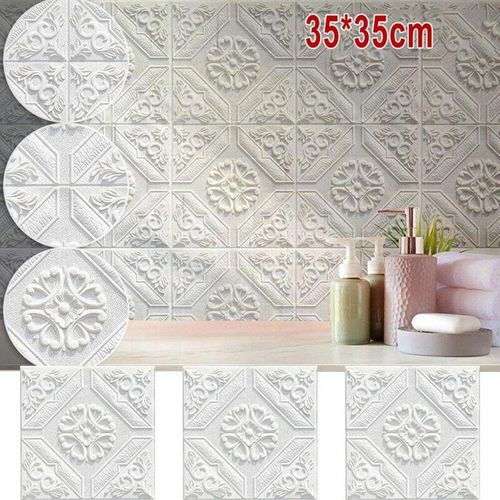 product_image_name-Generic-20-piece pack of 3D ceramic tile wall stickers, self-adhesive waterproof foam board wallpaper - 35X35CM-4