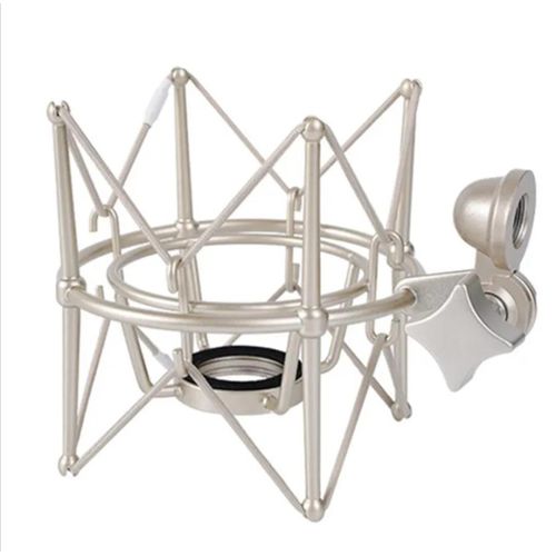 Generic Adjustable Microphone Shock Mount – Metal Suspension Holder, Silver