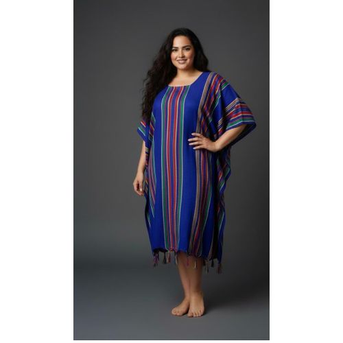 product_image_name-Generic-Women's Stripe Linen One Size Kaftan - Blue-3