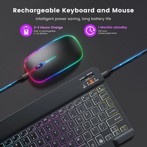 Generic Rechargeable Silent Backlit Wireless Bluetooth Keyboard and Mouse Combo - image 3