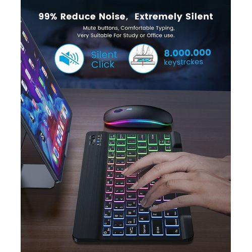 Generic Rechargeable Silent Backlit Wireless Bluetooth Keyboard and Mouse Combo - image 4