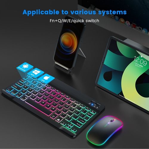 Generic Rechargeable Silent Backlit Wireless Bluetooth Keyboard and Mouse Combo - image 5