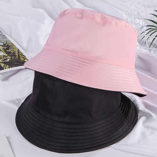Shop Generic Double-sided Wearing Cap Solid Color Bucket Hat Men Women Sun  Hat Reversible Fisherman Hat Summer Panama Cap Sun Fishing Gorros-Black  Pink Online