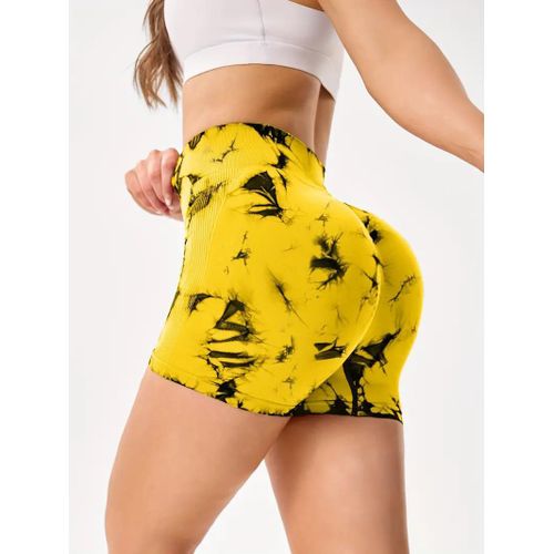 product_image_name-Generic-Ladies Biker Shorts – Yellow & Black-1
