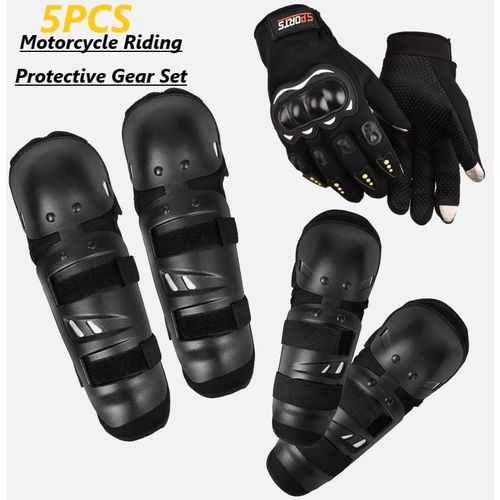 product_image_name-Generic-5PCS Protective Kneepads, Motor-Racing Guards With Clothing Gloves Full Finger Motorcycle Gloves Anti-slip Wear Gloves Tactical Training Glove,Biker Motorcycle Racing Elbow Knee Guard Protector-1