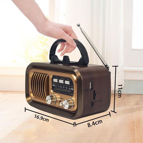 product_image_name-Generic- Vintage Portable Radio with Bluetooth & TWS,  Solar/D Battery/USB Charging, MP3 Player-2