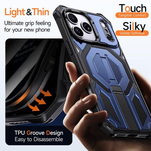 product_image_name-Generic-Iphone 17 Pro Max Heavy-Duty, ShockProof, Military Grade, Rugged Armour Case With MAGSAFE Support And Invisible Foldable Stand - Blue -4