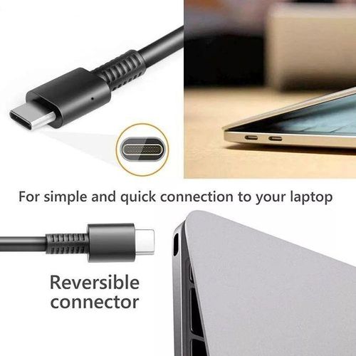 product_image_name-Lenovo-Original 65W USB Type C Adapter Fast Charger + Free AC Power Cord, Color - Black-3