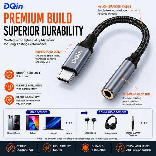 Generic Type-C to 3.5mm Headphone Jack Converter + Anti-Dust Plug Set for Type-c Phones - image 2