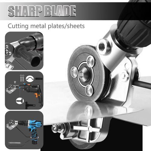 Electric Metal Sheet Cutter Attachment - Fits Drill, Cuts Iron, Stainless Steel, Copper, Plastic (Up To 1.2mm)