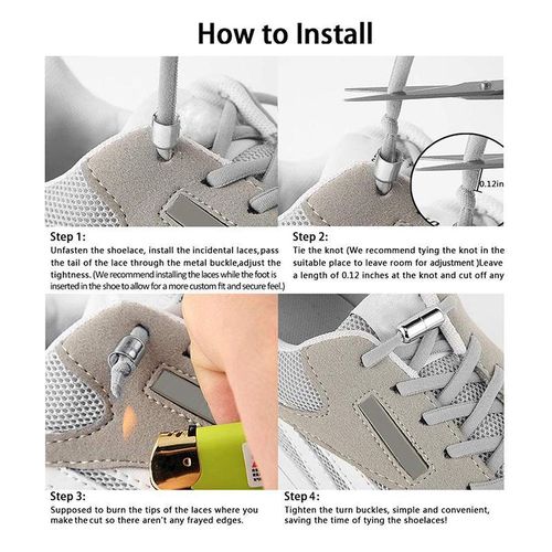 product_image_name-Generic-1 pair Elastic No-tie Shoelaces With Two Metal Eyelets, Suitable For Adults And The Elderly, Elastic Shoelaces-6