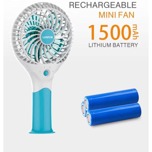 LONTOR High Quality USB Handheld Rechargeable Fan- White/Blue - image 4