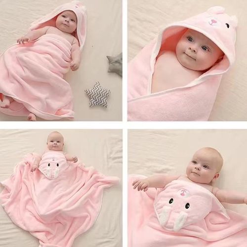 product_image_name-Generic-Cartoon Coral Fleece Animal Baby Bath Towels Soft Newborn Hooded Towel Blanket Toddler Bathrobe Warm Sleeping Swaddle Wrap for Boys Girls-4