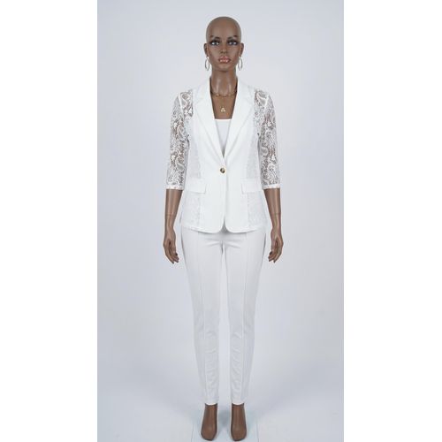 product_image_name-Gen-Women's Three - Quarter White Suit Jacket Sleeves. Business/Formal Elegant Attire -2